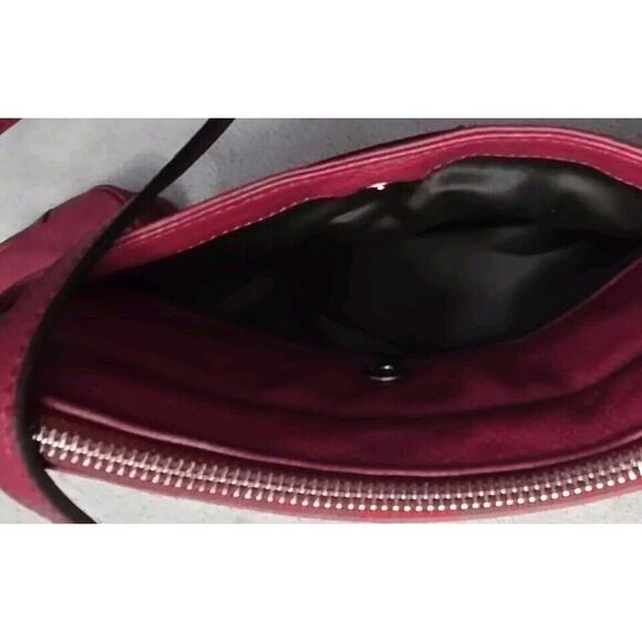 T Tahari Metro Crossbody Bag Leather Deep Red With Side Pouch Tassel - Picture 9 of 10